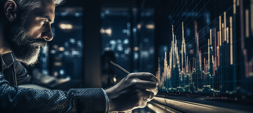 man editing a graph